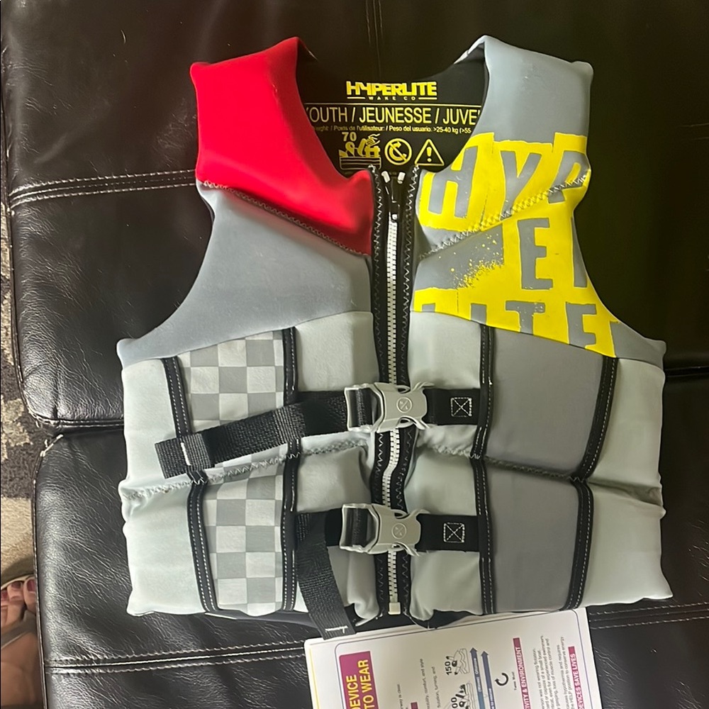Kids Swim Vest - Red, Gray, Yellow
